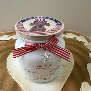 Stone + Moss 4th of July Marshmallow Firestick Dachshund Candle